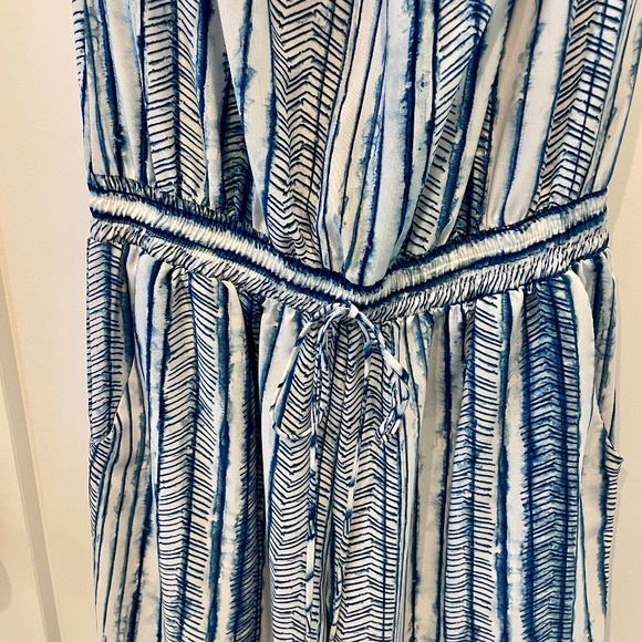 Fab'rik Strapless Jumpsuit, EUC, S, Blue/White, One-piece - Picture 2 of 12